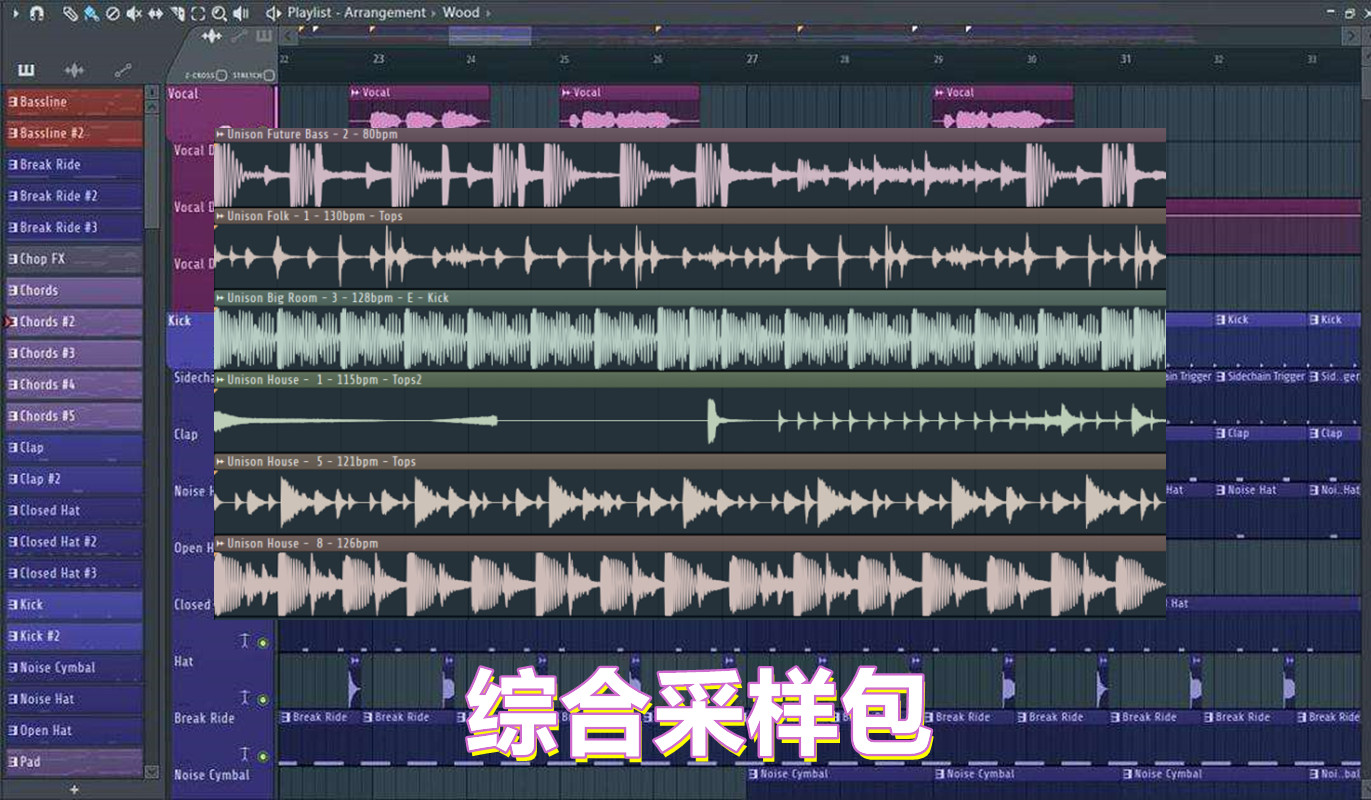 综合采样包 (Ambient，Big Room，Progressive House，Disco，Folk，Funk，Future Bass，Melodic Trap，Hip Hop – Rap，Trance，R&B，Jazz，House)